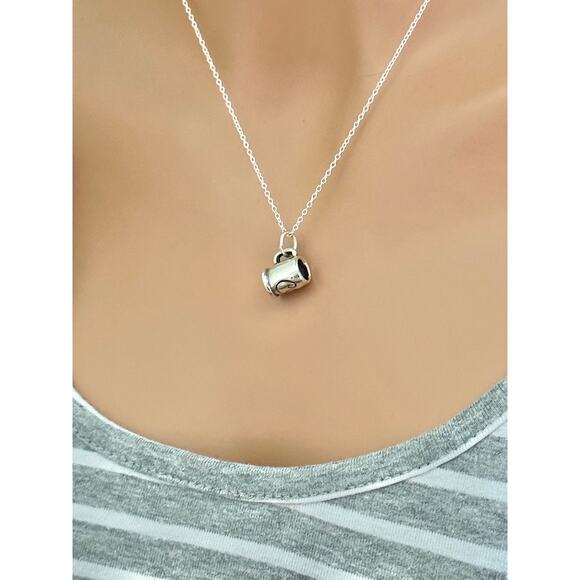 Sterling Silver 3D Coffee Mug Necklace - Picture 5 of 6